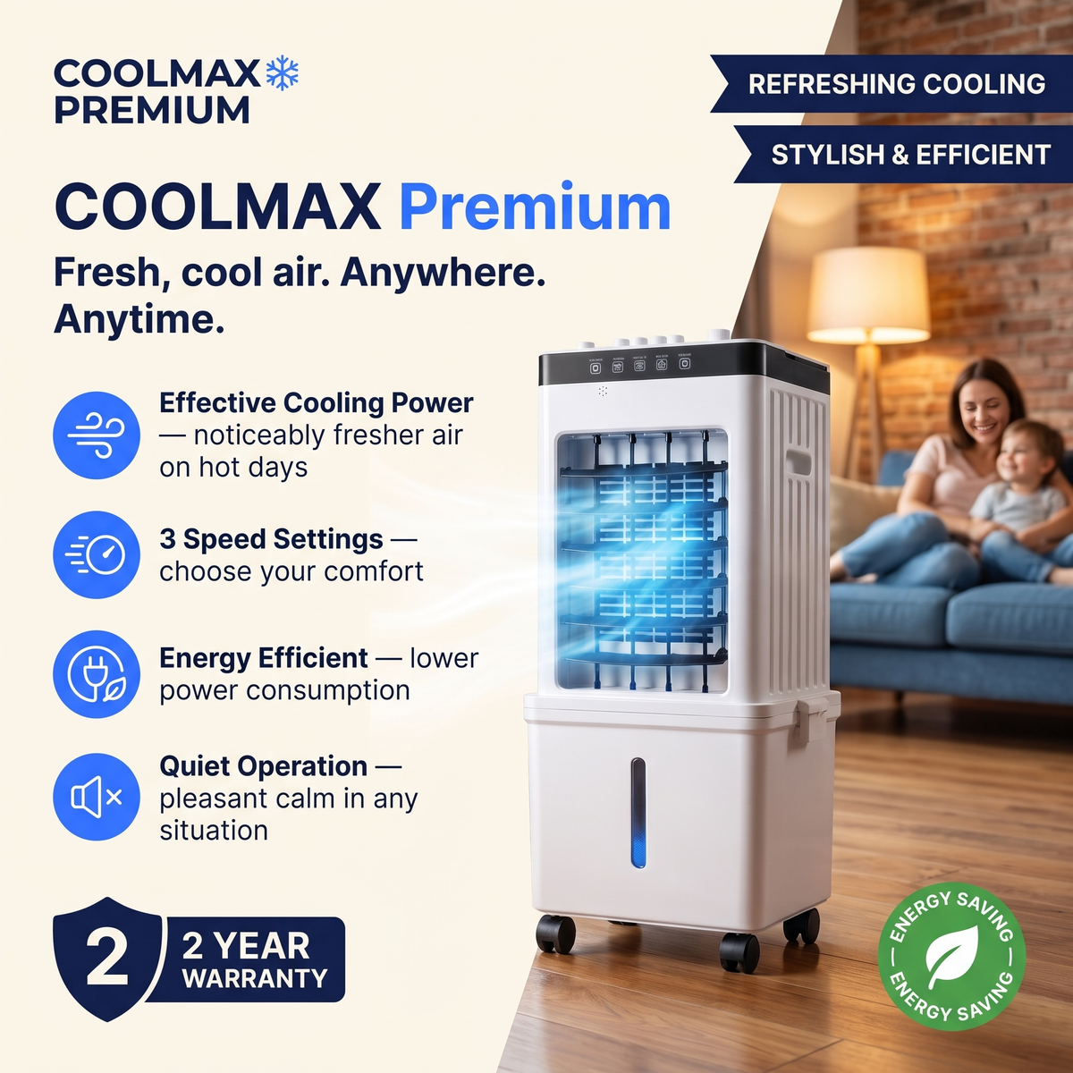 BreezeMaster Portable Air Cooler – Effortless Comfort Anywhere