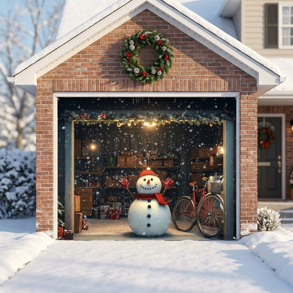 Cheerful Snowman Garage Door Decor for the Holidays