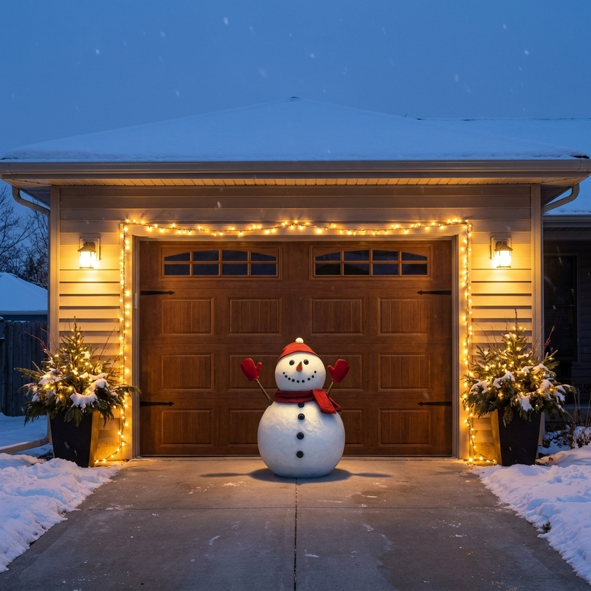 Cheerful Snowman Garage Door Decor for the Holidays