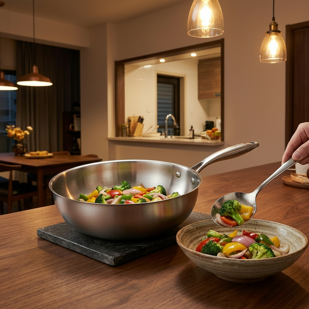 BoldChef – Deep Stainless Steel Frying Pan for Everyday Cooking