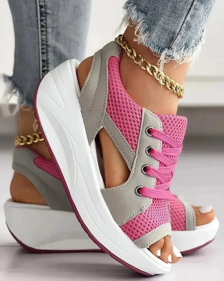 Stylish Lace-Up Cutout Comfort Sandals for Any Occasion