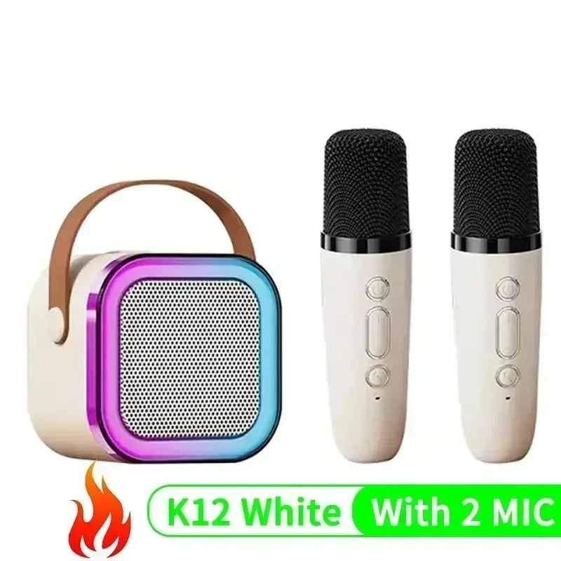 Compact Karaoke System with Dual Wireless Microphones