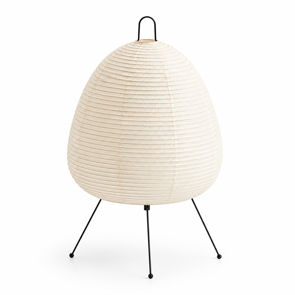 Japanese Paper Shade Table Lamp with Metal Tripod Base (LED)