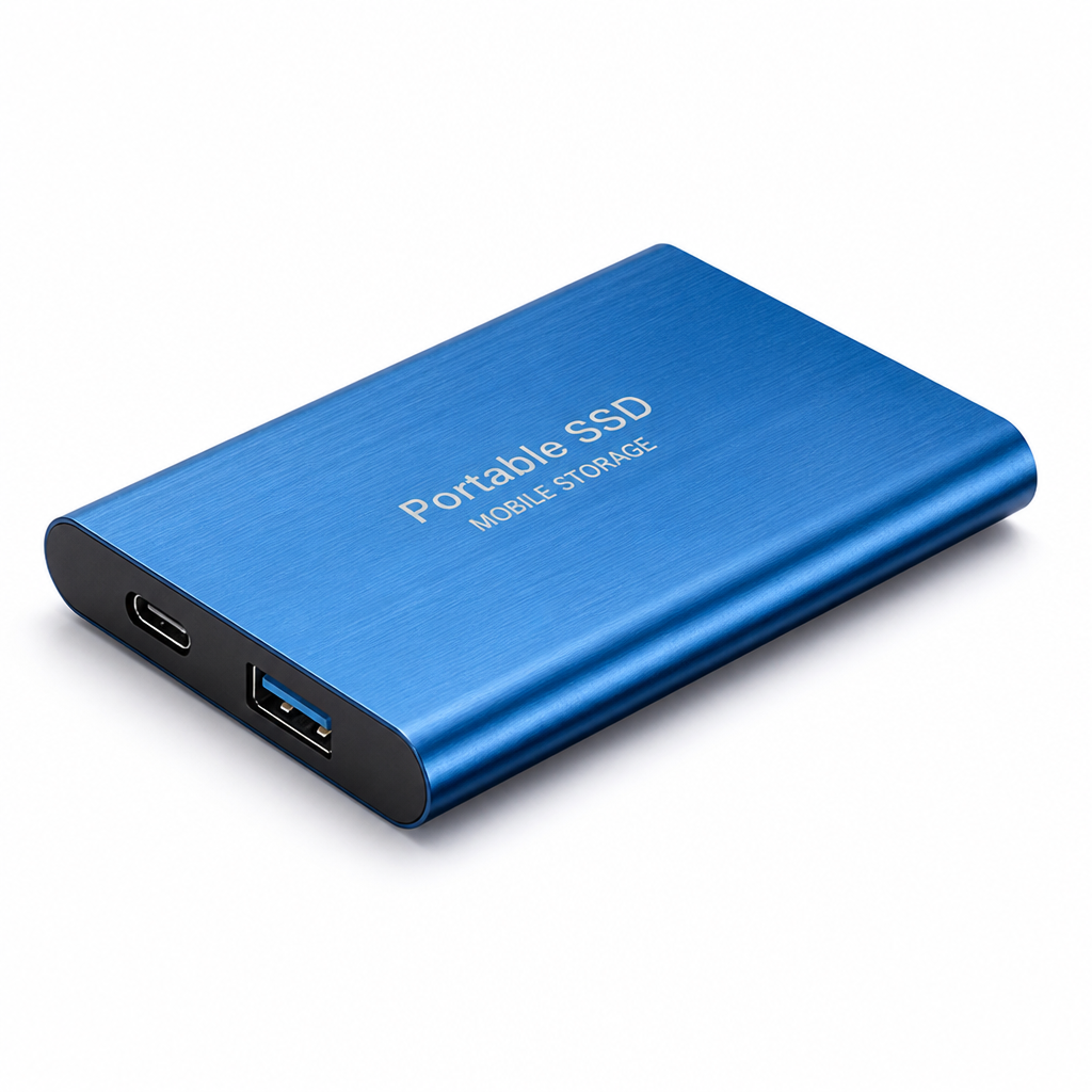 Brushed Aluminum Portable SSD with USB-C & USB 3.1