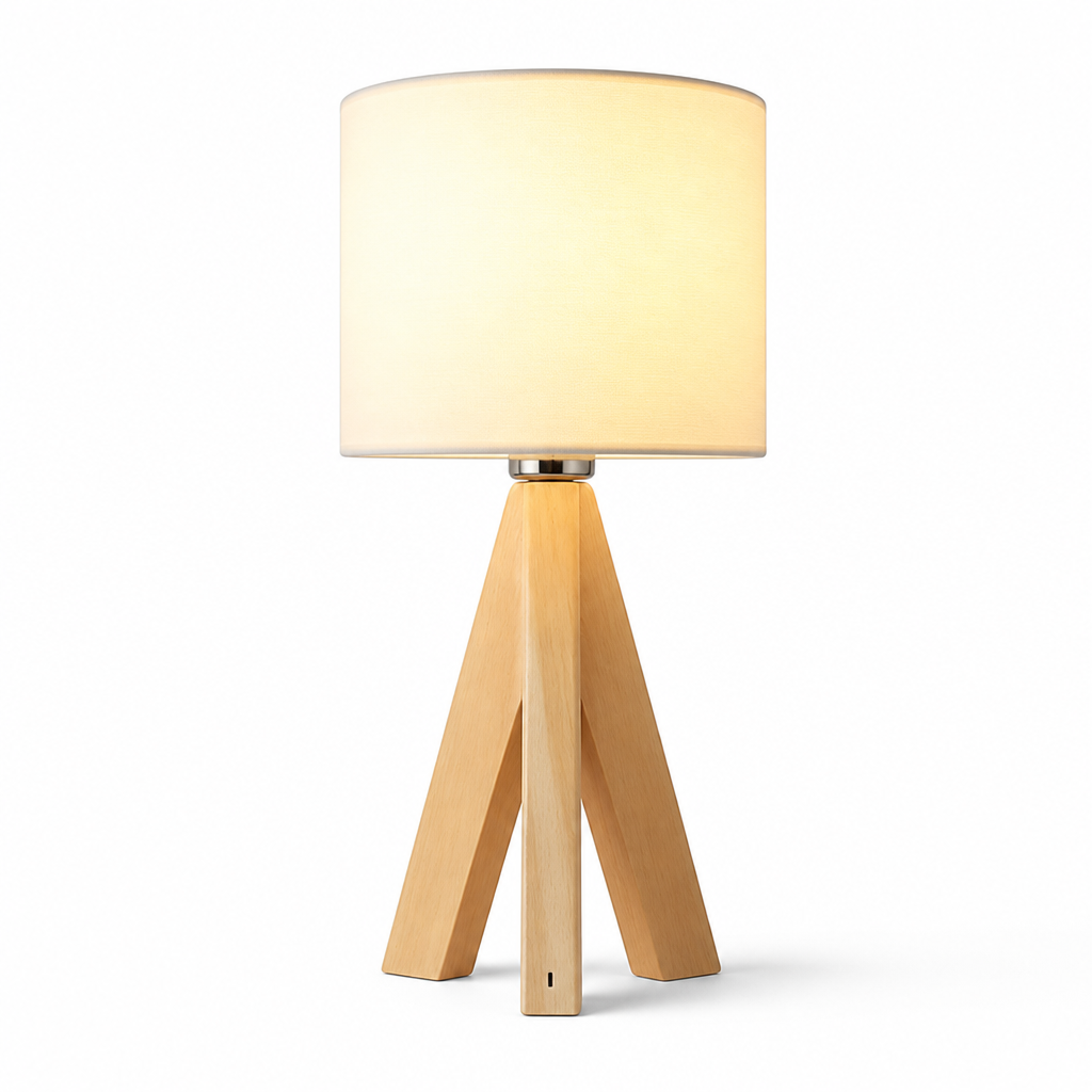 Compact Wood-Finish LED Table Lamp