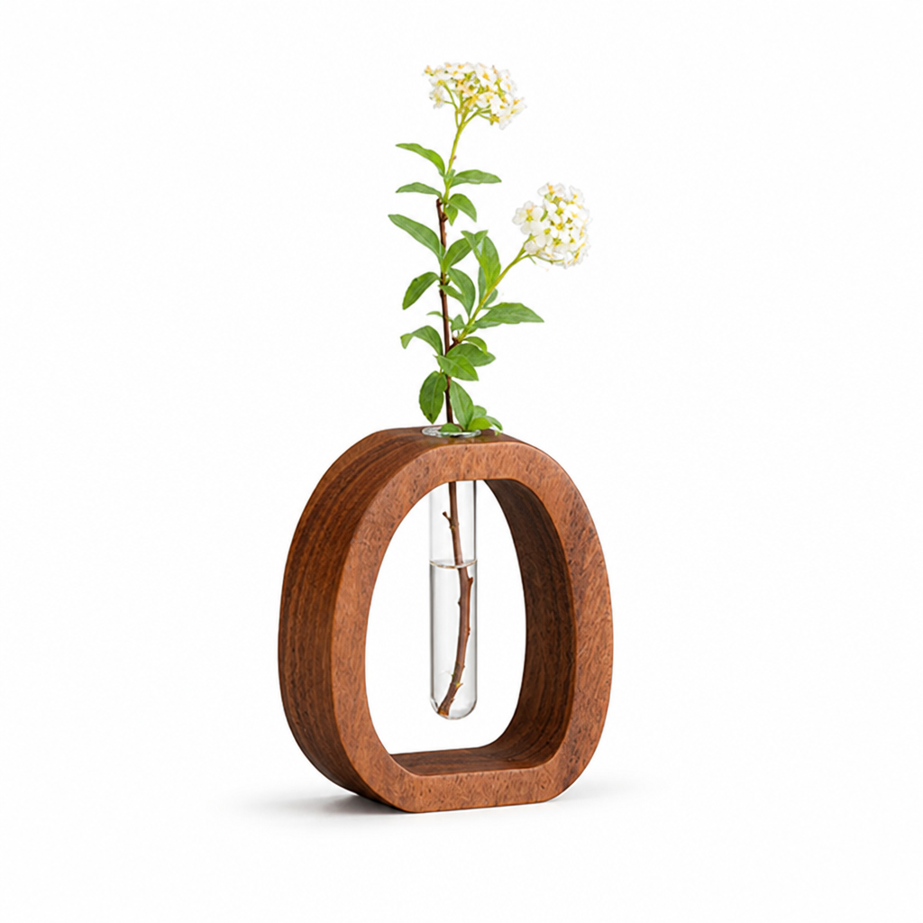 Wood & Glass Wall Vase (Detachable Tube)