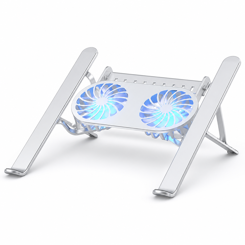 Adjustable Aluminum Laptop Stand (Dual Cooling Fans)