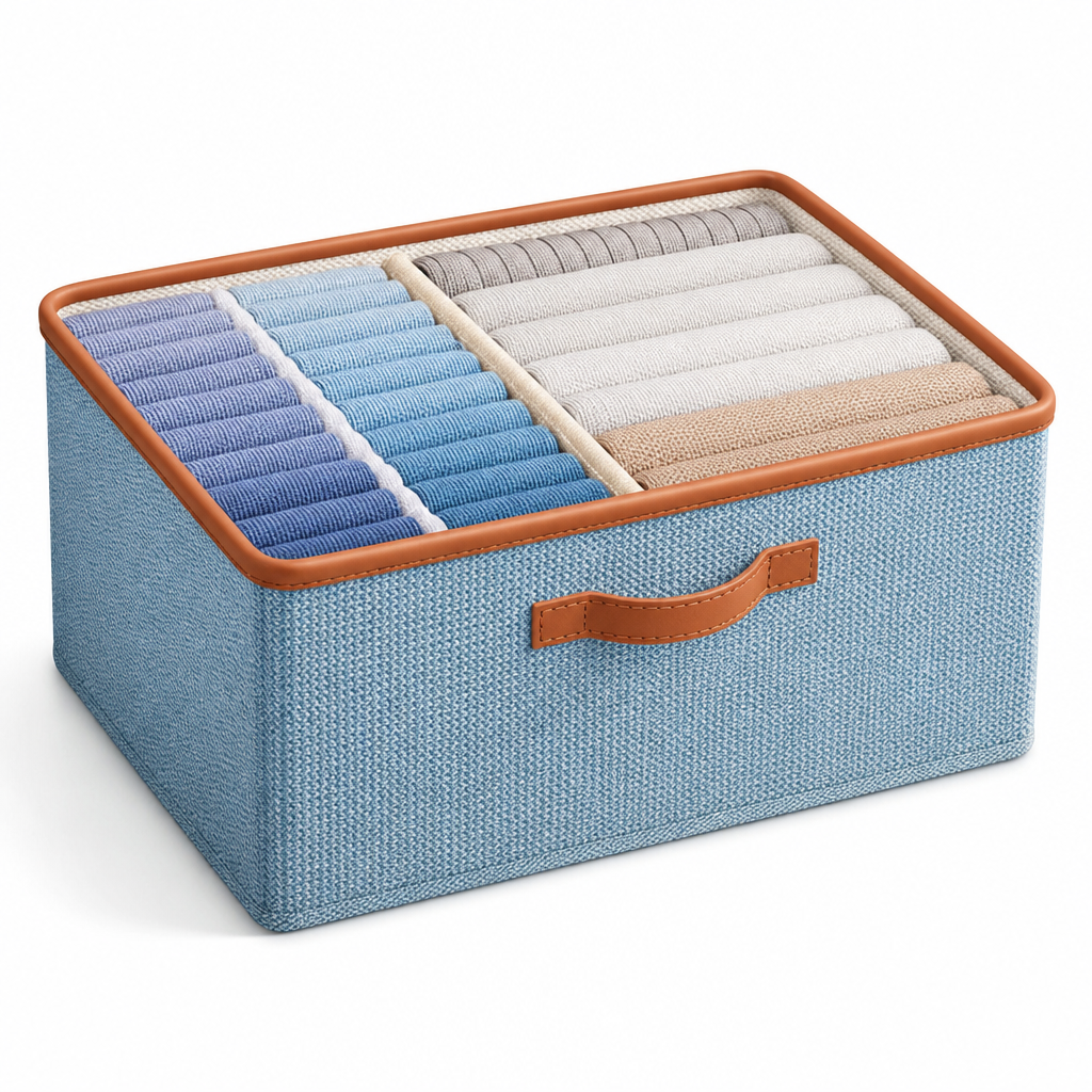 Collapsible Fabric Storage Bin with Dividers