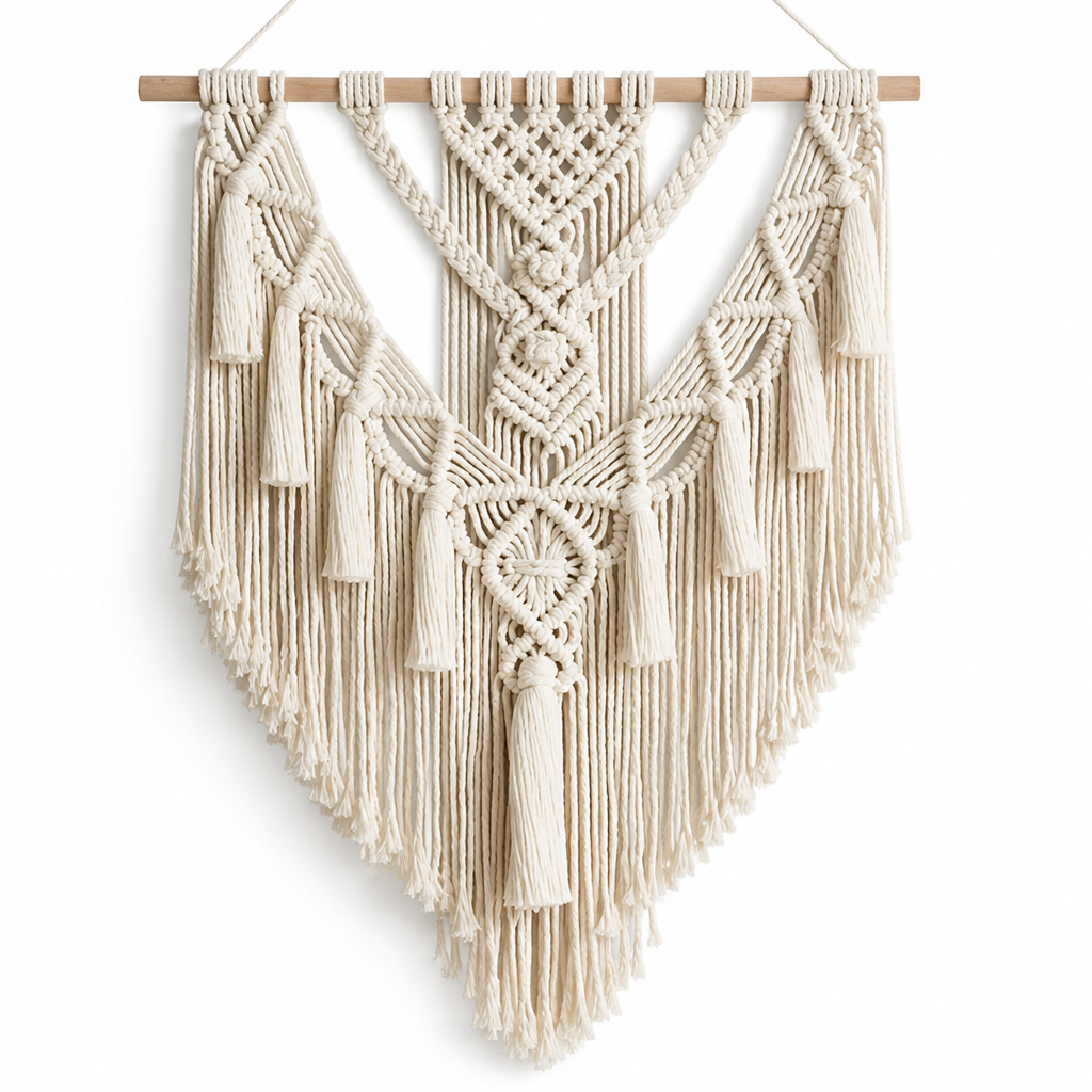 Bohemian Geometric Handcrafted Cotton Macrame Wall Hanging
