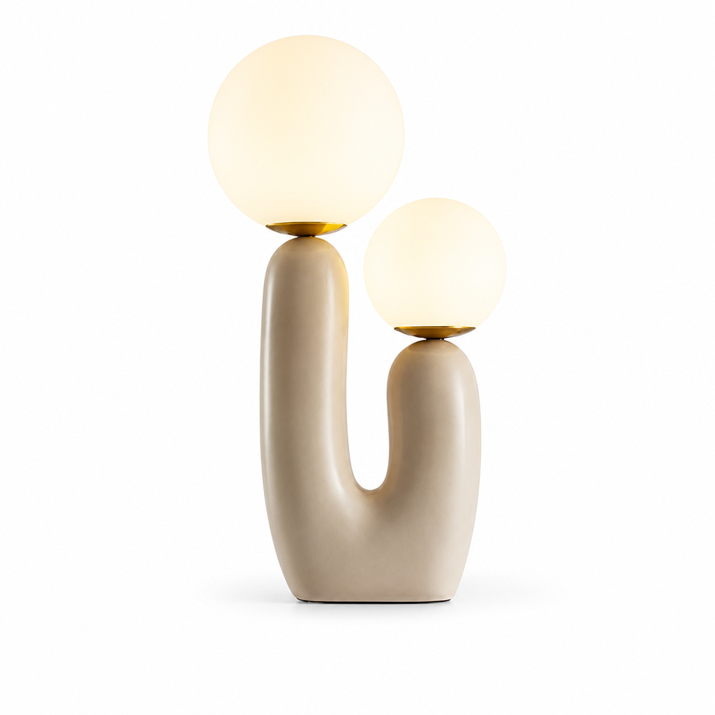 Cactus-Shaped Glass Shade Table Lamp with Resin Base