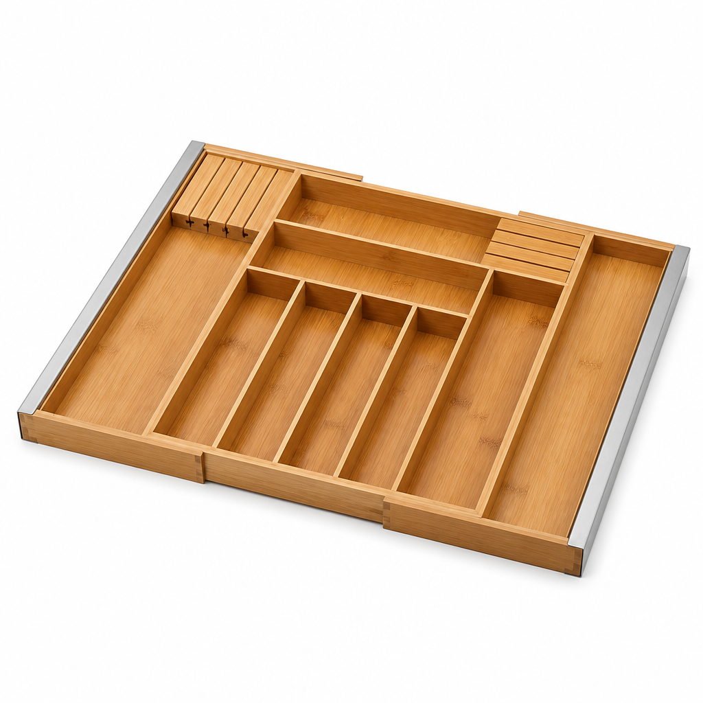 Bamboo Adjustable-Section Drawer Organizer