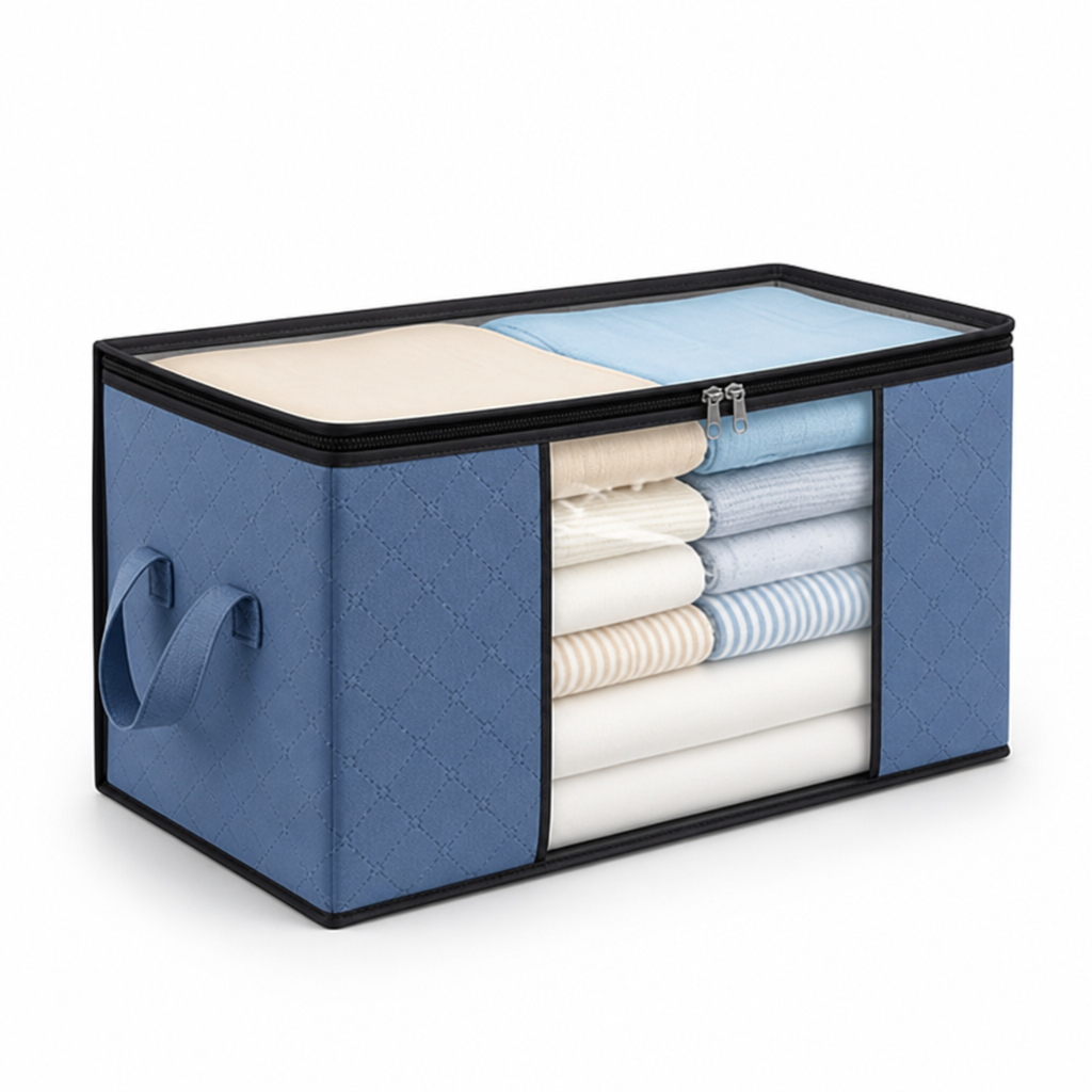 Foldable Dual-Zip Storage Organizer (Transparent Window)