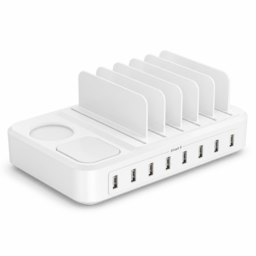 Multi-Port Charging Station with Adjustable Dividers