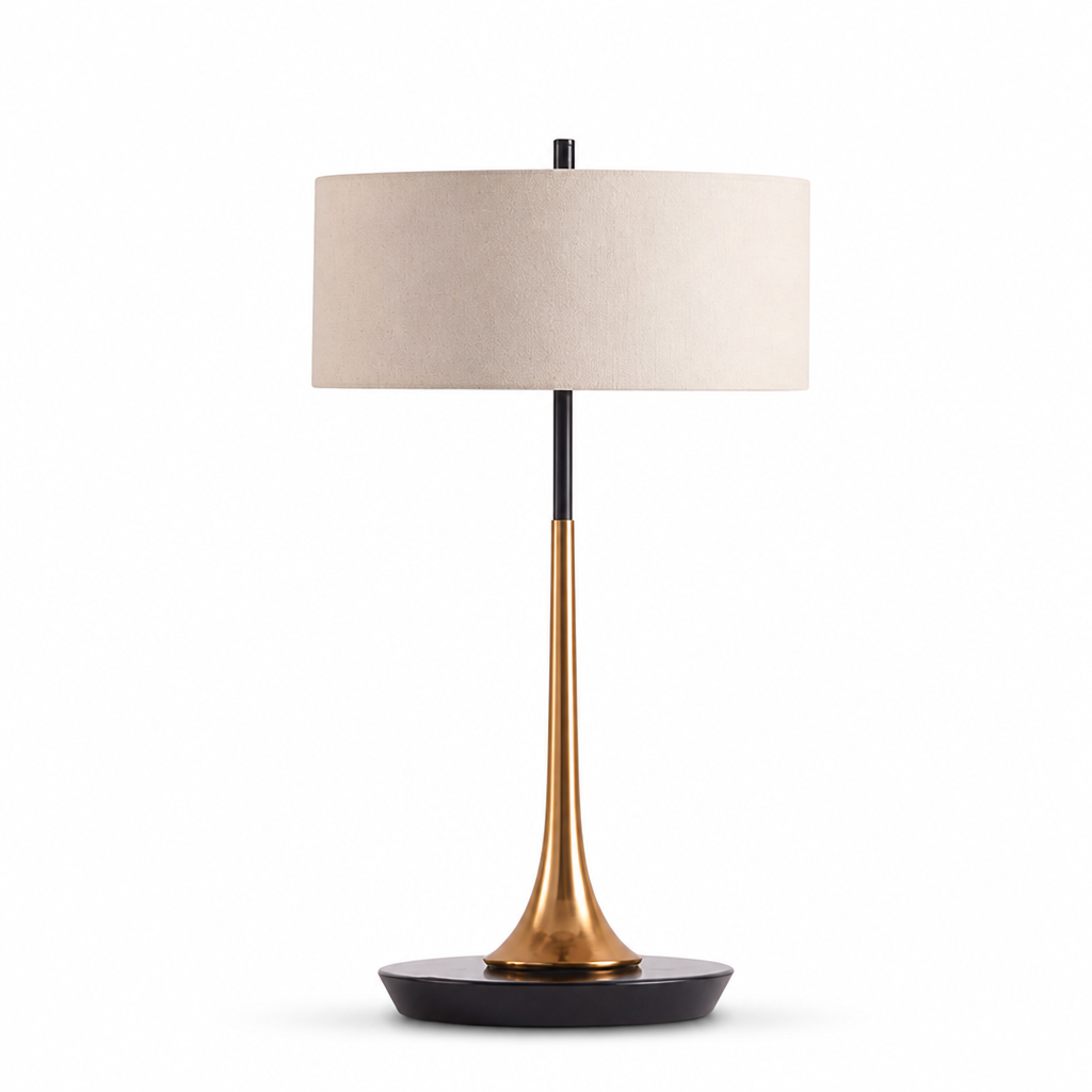 Droplet-Shaped Metal Table Lamp (Linen Shade)