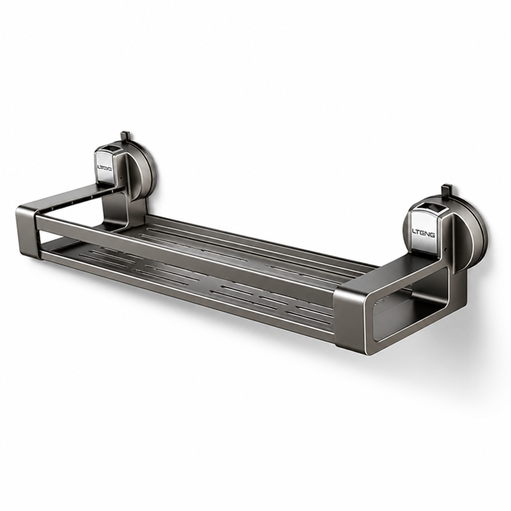 Steel Suction-Cup Bathroom Organizer Shelf (30 cm)