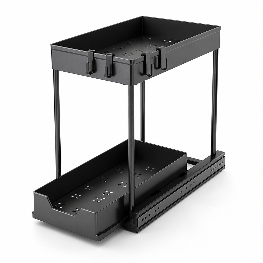 Two-Tier Metal Frame Cabinet Pull-Out Organizer