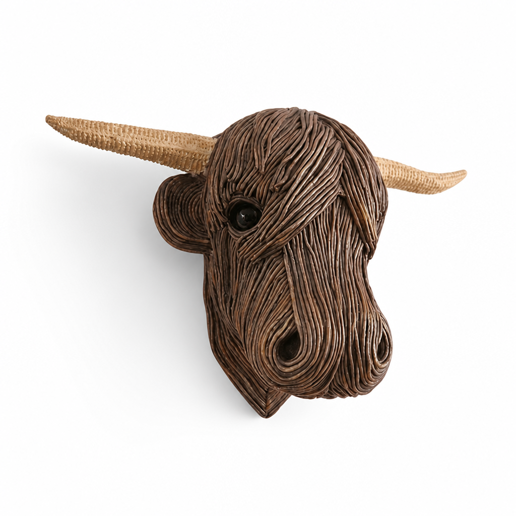 Rustic Farmhouse Resin & Metal Cow Wall Art (Wall Bracket Included)