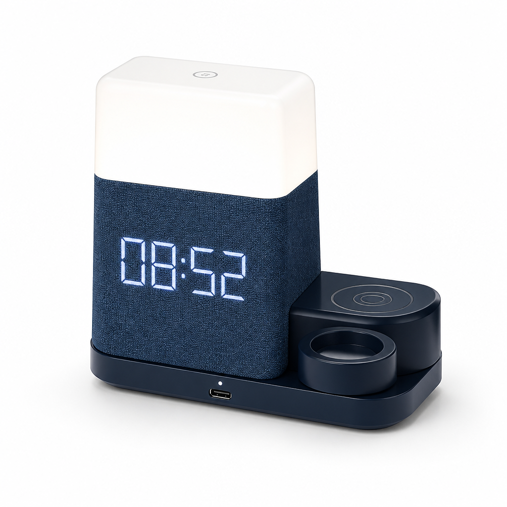 Wireless Multi-Device Charging Station (Clock, Watch Dock & Lamp)