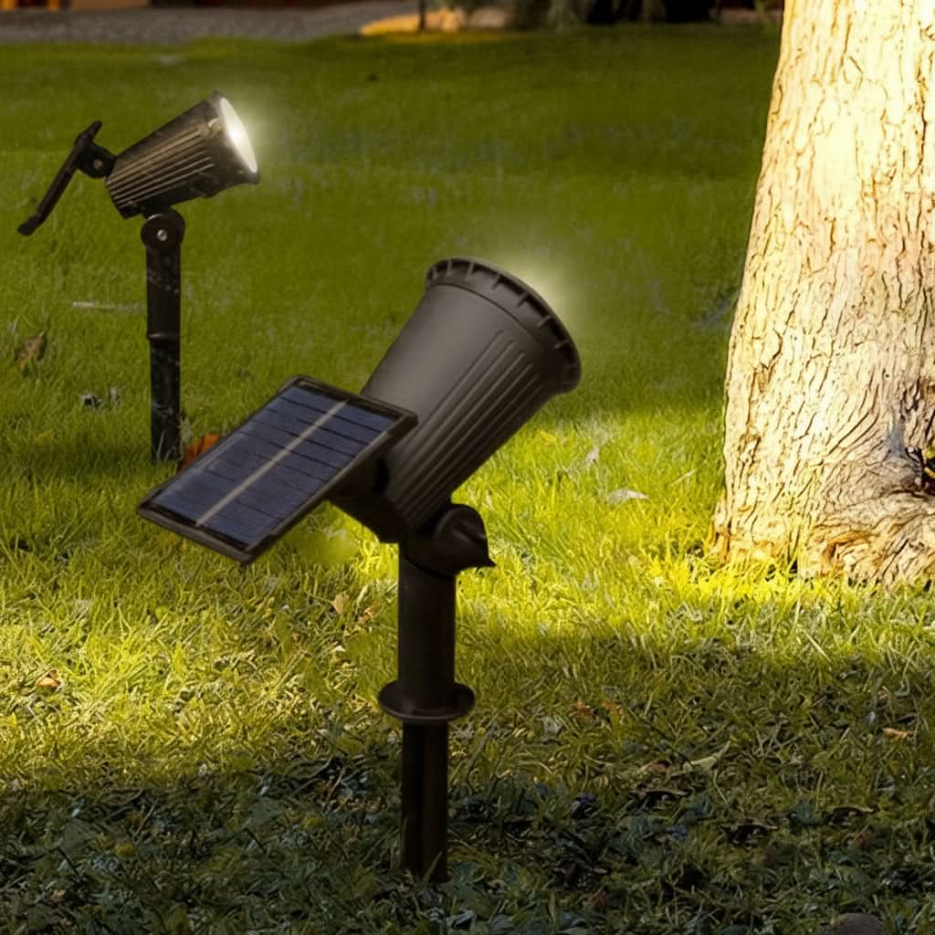 Vibrant Solar-Powered RGB Spotlights for Outdoor Decor