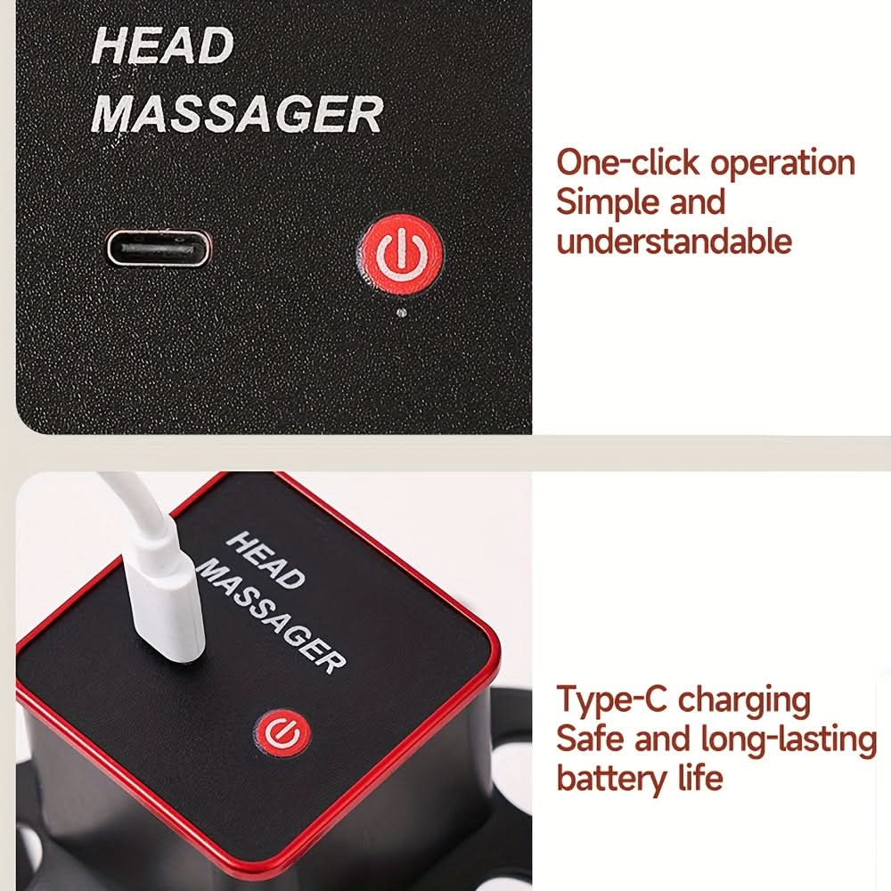 Relaxing Head and Scalp Massager with USB Rechargeable Design