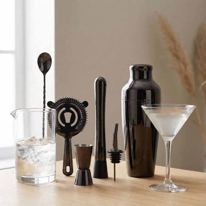 Deluxe 10-Piece Bartender Tool Kit with Stylish Bamboo Stand