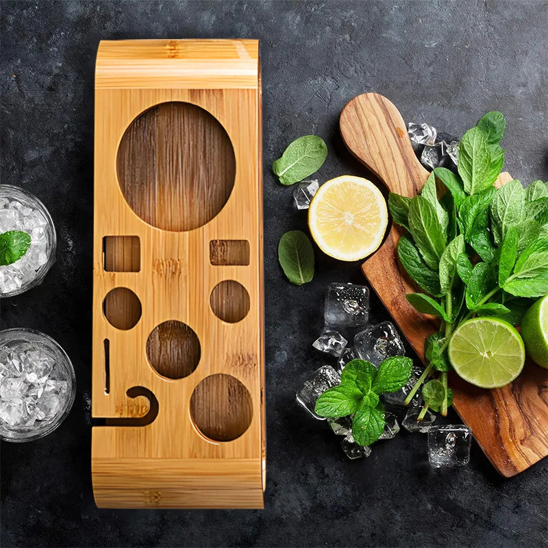 Deluxe 10-Piece Bartender Tool Kit with Stylish Bamboo Stand