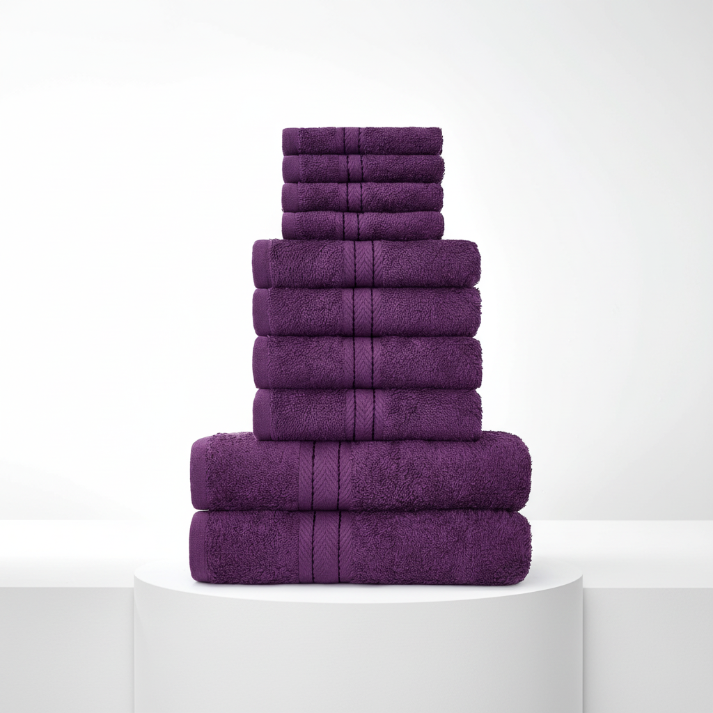 Set of 10 Cotton Towels – Soft and Absorbent