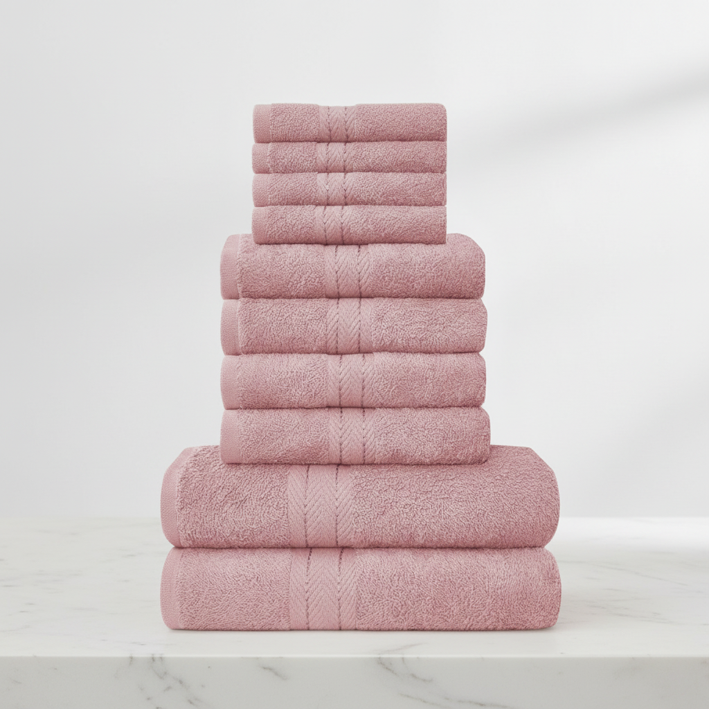 Set of 10 Cotton Towels – Soft and Absorbent
