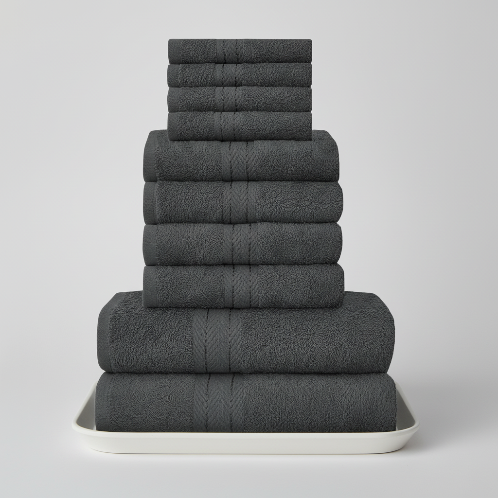 Set of 10 Cotton Towels – Soft and Absorbent