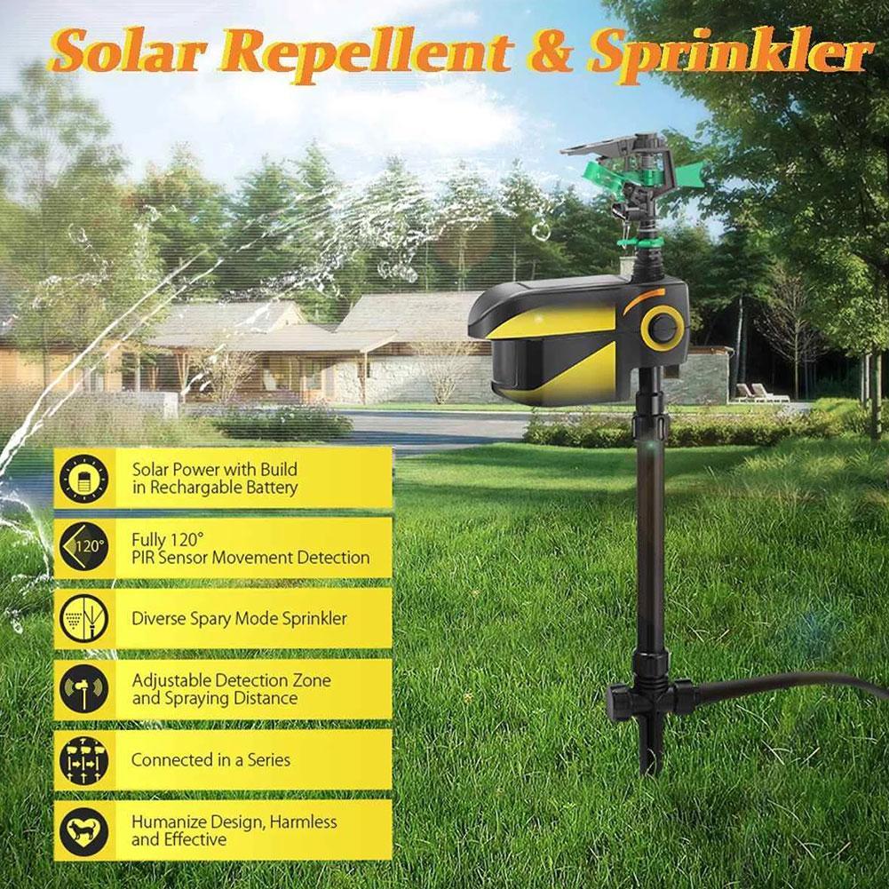 Solar-Powered Motion Sensor Sprinkler for Garden Protection