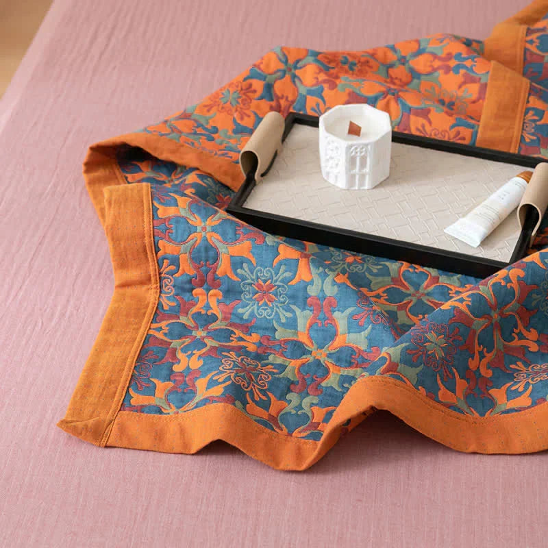 Blue Patterned Cotton Quilt – Floral Design