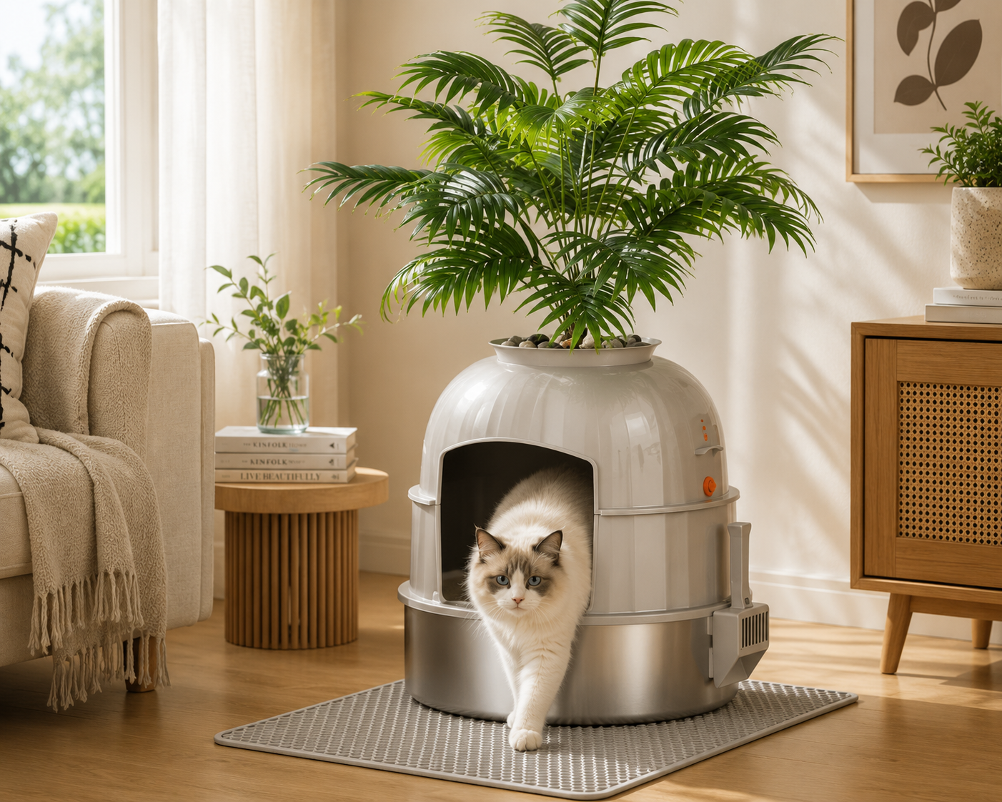 Spacious Enclosed Cat Litter Tray with Odor Control | Easy-Clean Design