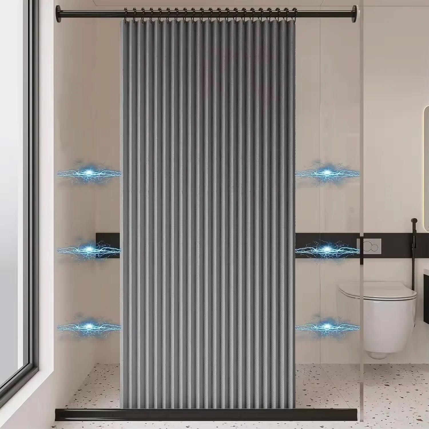 Space-Saving Shower Curtain for Modern Bathrooms