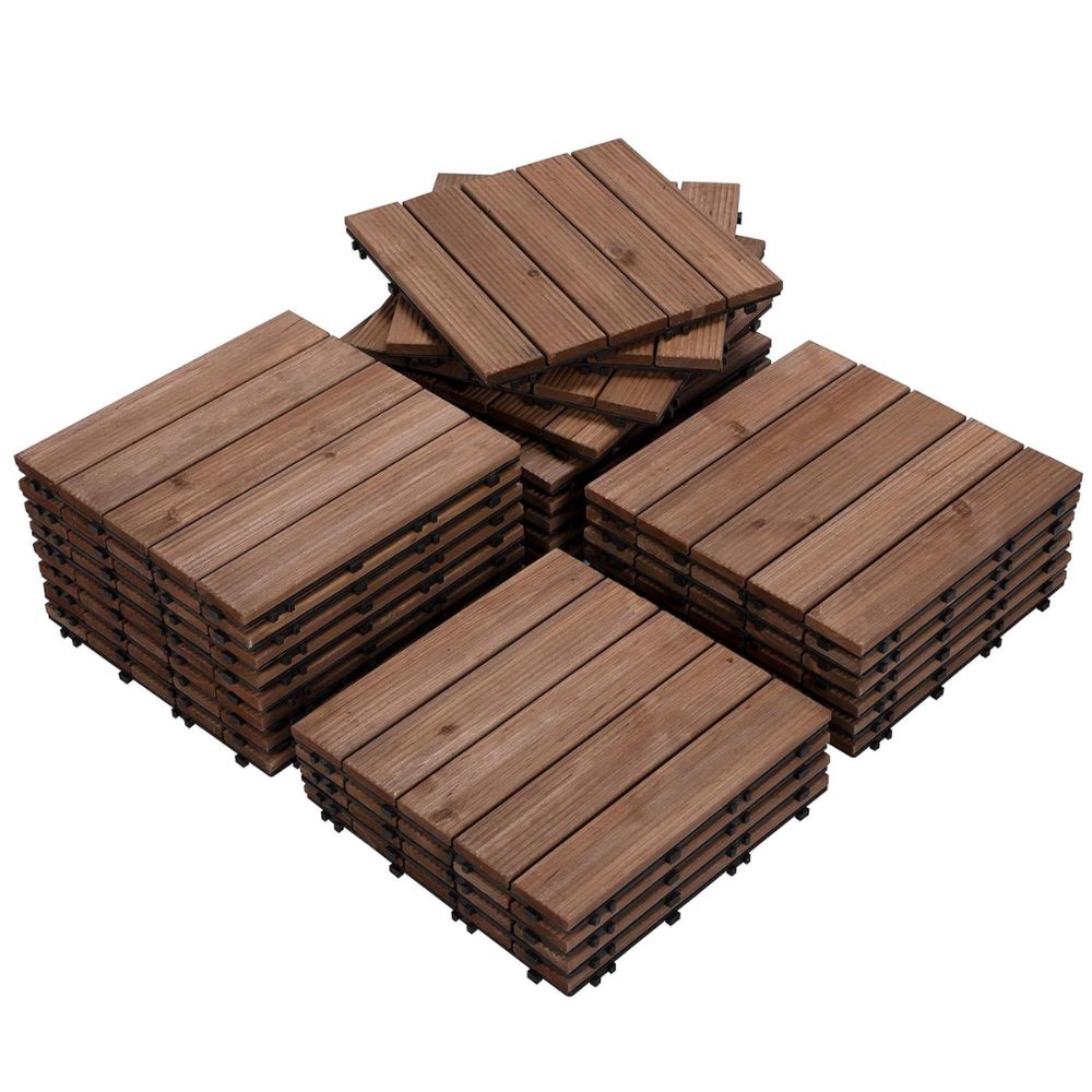 27-Piece Interlocking Wooden Deck Tiles for Outdoor Spaces