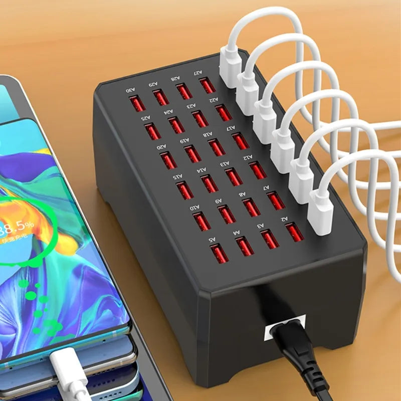 30-Port USB Charging Hub for Multiple Devices
