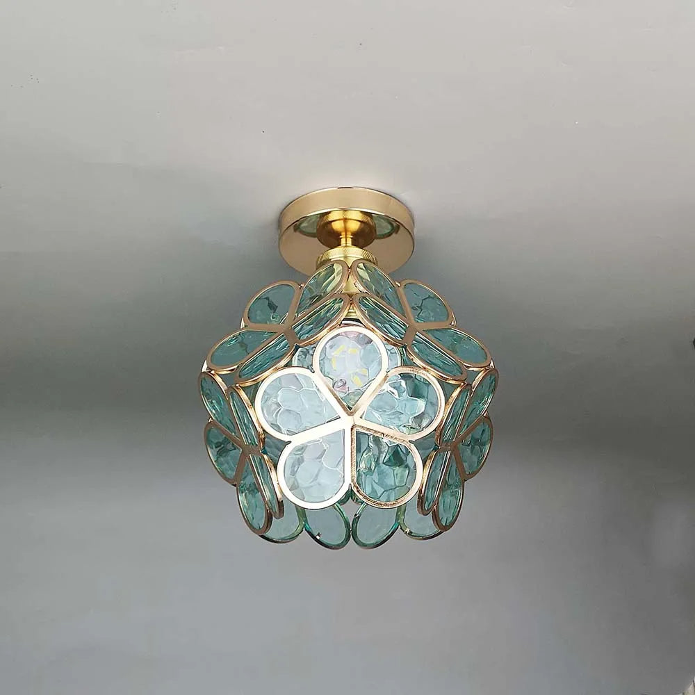 Flower Patterned Glass Ceiling Light Fixture