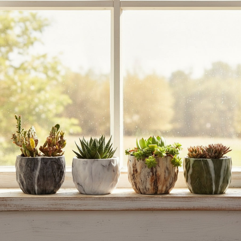 Elegant Marble-Inspired Planters for Any Space