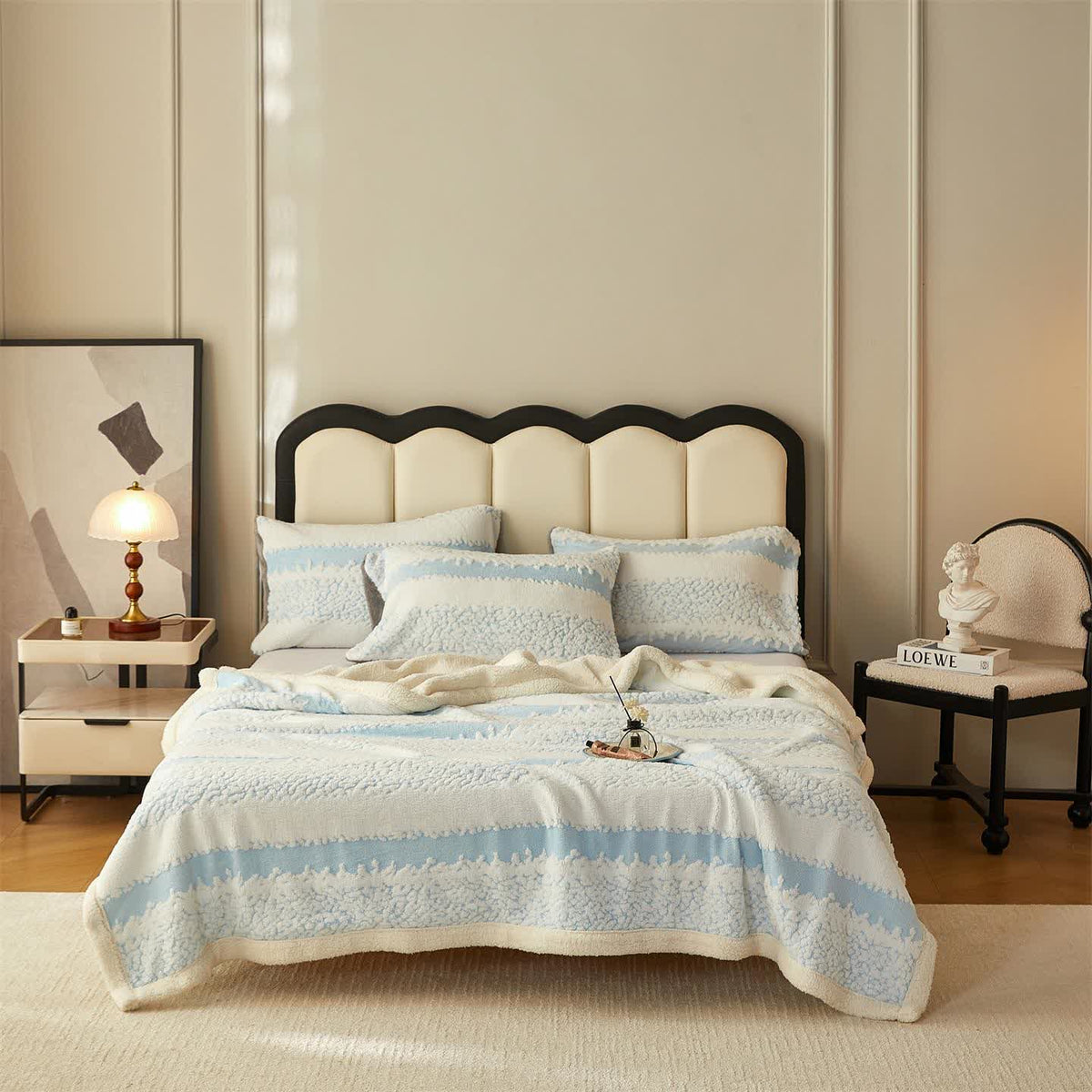 Chic Striped Sherpa Blanket for Ultimate Comfort