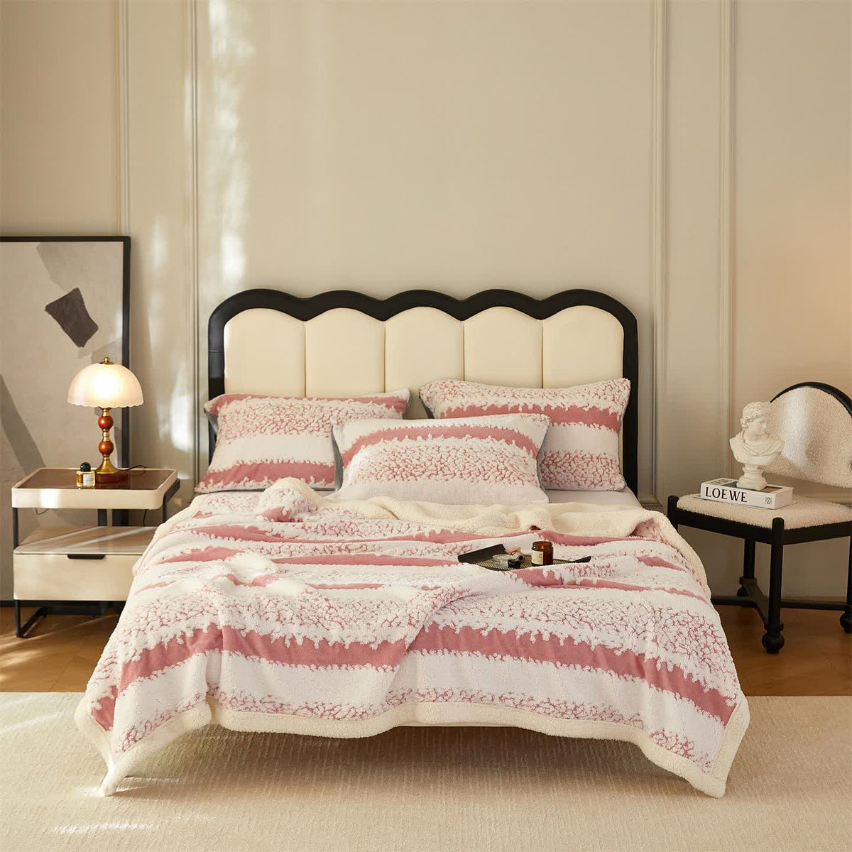 Chic Striped Sherpa Blanket for Ultimate Comfort