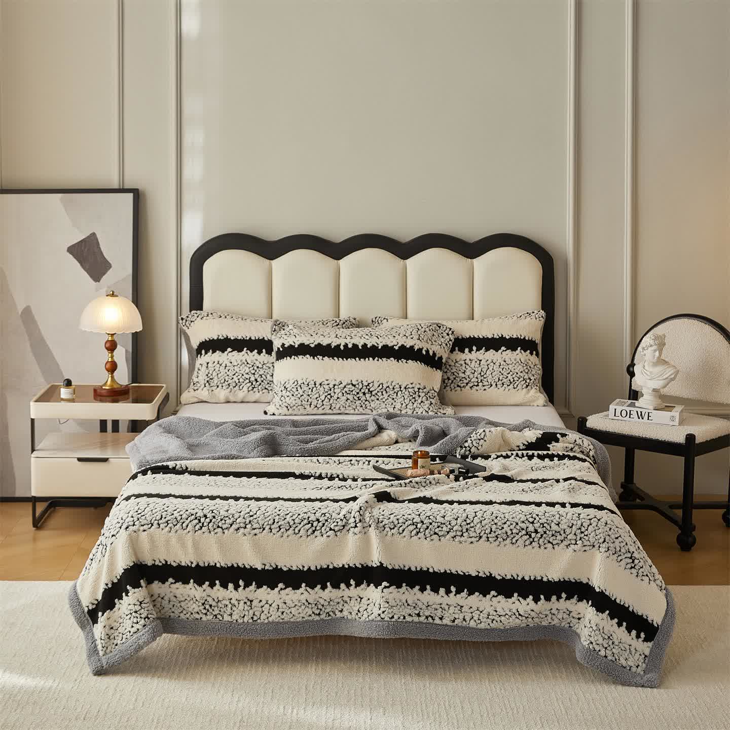 Chic Striped Sherpa Blanket for Ultimate Comfort