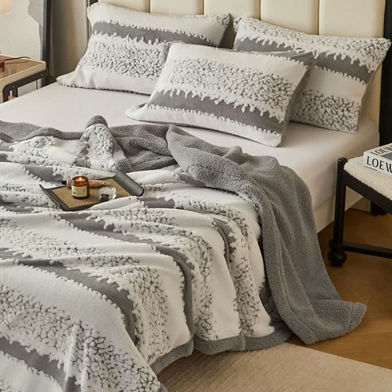 Chic Striped Sherpa Blanket for Ultimate Comfort
