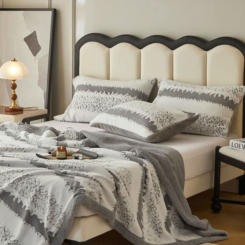 Chic Striped Sherpa Blanket for Ultimate Comfort