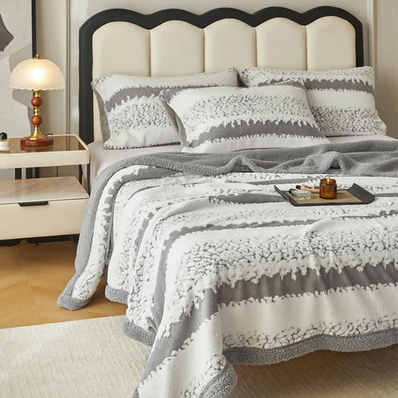 Chic Striped Sherpa Blanket for Ultimate Comfort