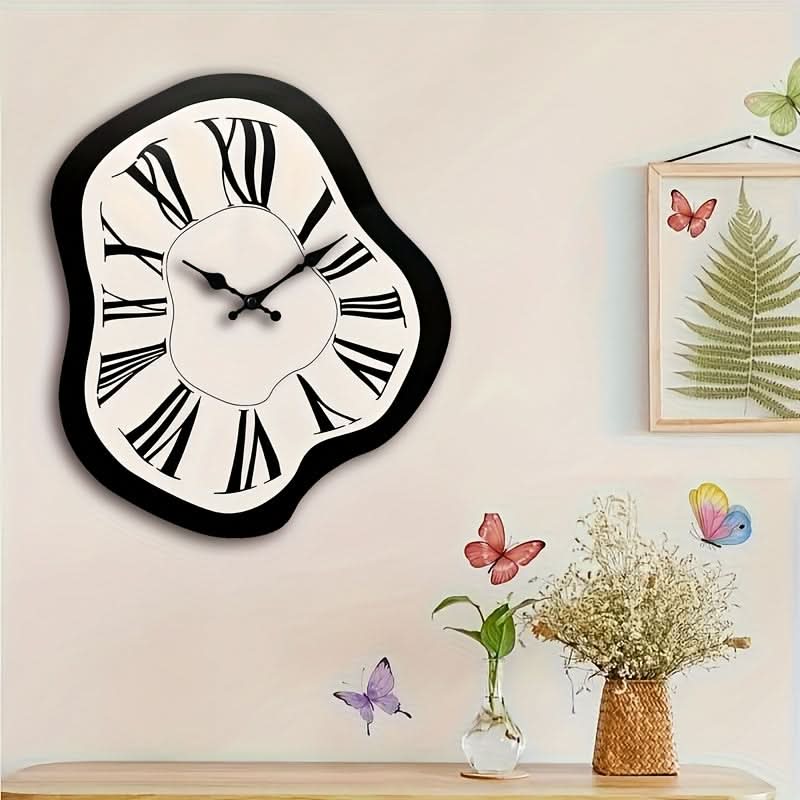 Artistic Silent Wood Wall Clock with Roman Numerals