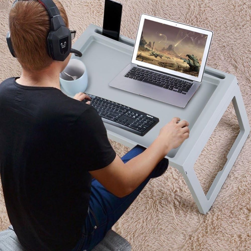 Versatile Bedside Serving Tray with Folding Design