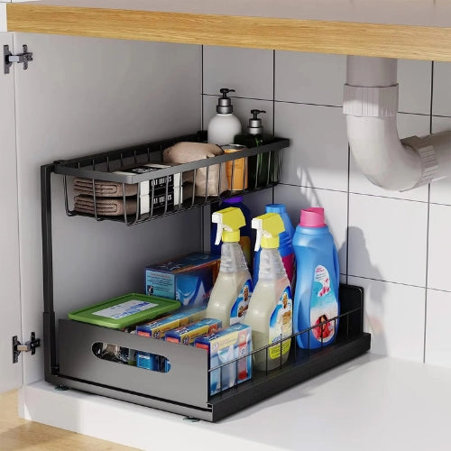 Sliding Organizer for Under Sink – 2-Tier Cabinet Storage