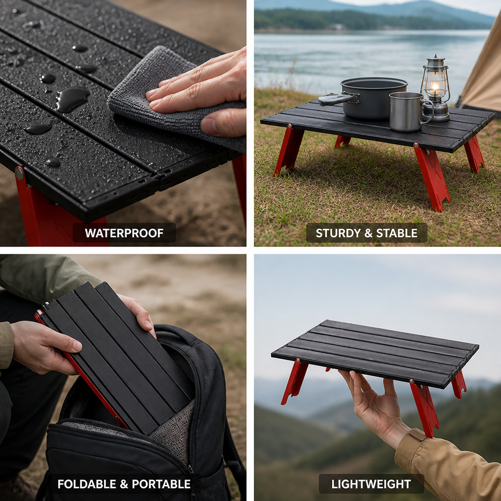 Waterproof Foldable Outdoor Rectangular Aluminum Top Table