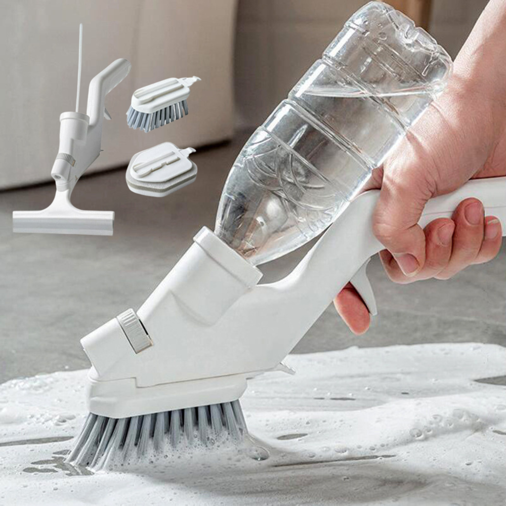 Versatile 4-in-1 Bathroom Scrub Tool with Extension Handle