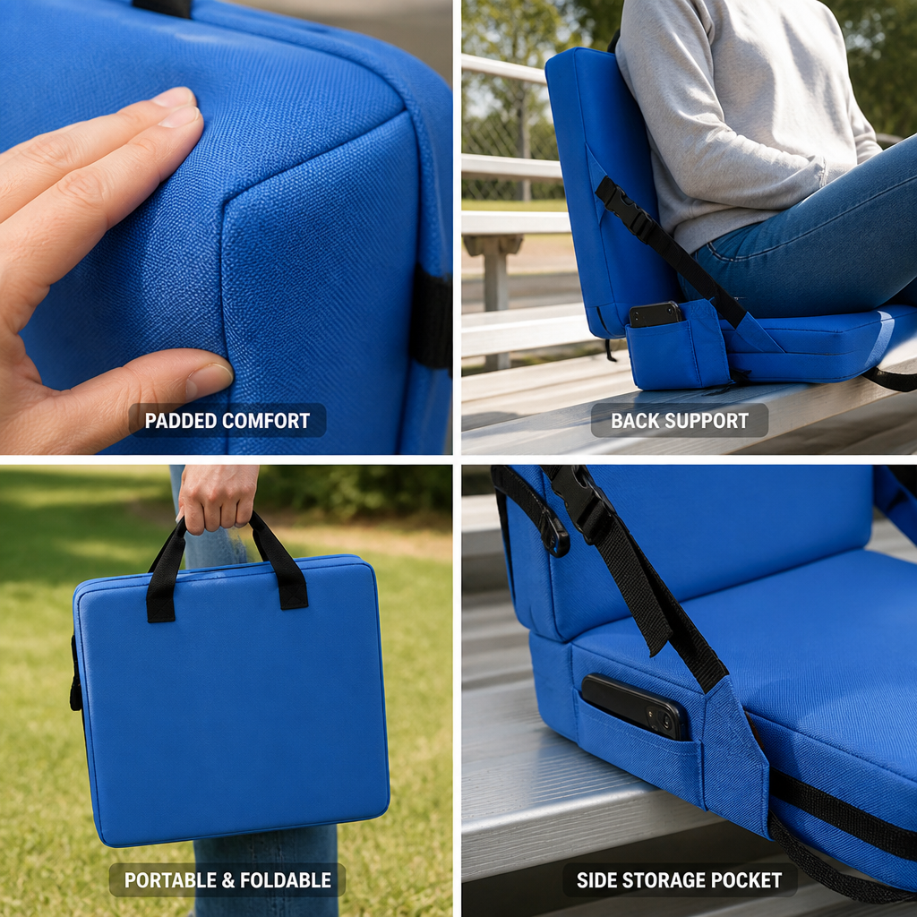 Padded Outdoor Folding Chair with Side Pocket (600D Oxford Fabric)