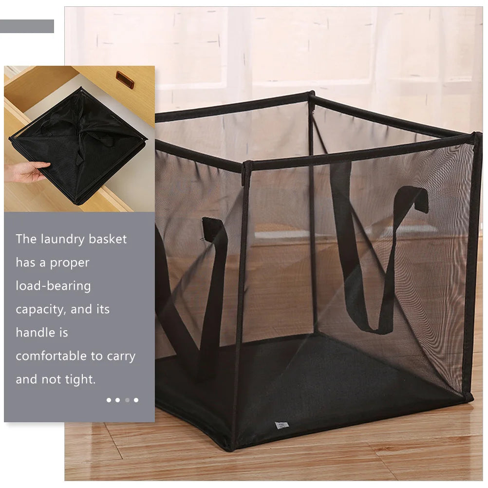 Compact Mesh Laundry Basket with Carry Handles